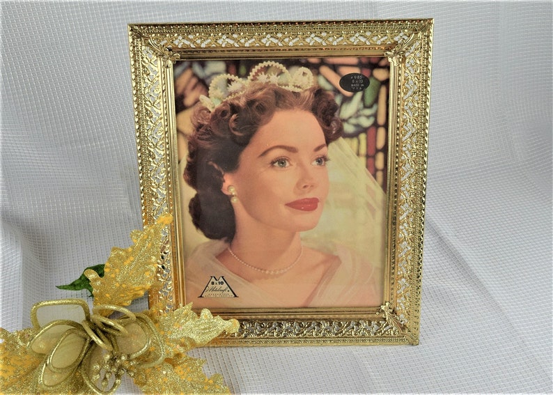 Gold Metal Filigree Picture Frame Ornate Wedding 8 X 10 Photo By Metalcraft