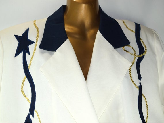 Vintage Linen Jacket Double Breasted Nautical Gol… - image 2