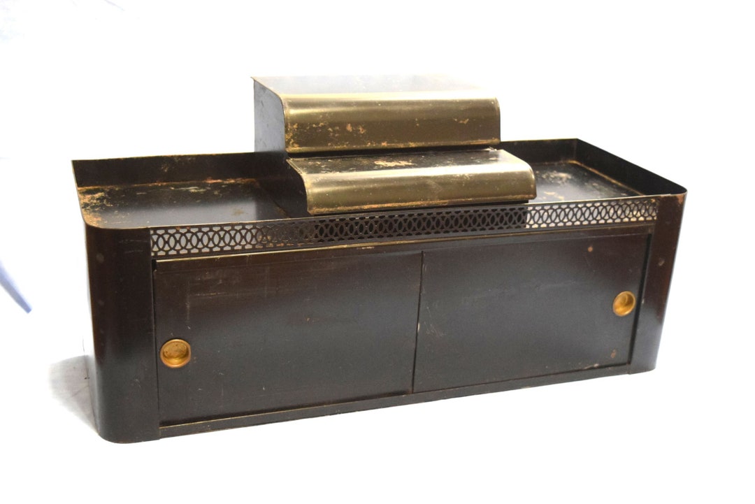 Vintage Large Black Metal Bathroom 40s Medicine Wall