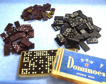 Vintage Lot of 274 Wood Dominoes Game Pieces All Wood Mismatched Back Design