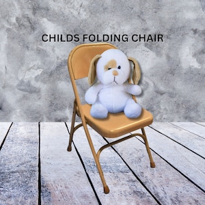 Vintage Metal Folding Chair Child Size Seating Curved Back Gray Krueger 5 Available