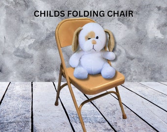 Vintage Metal Folding Chair Child Size Seating Curved Back Gray Krueger 5 Available