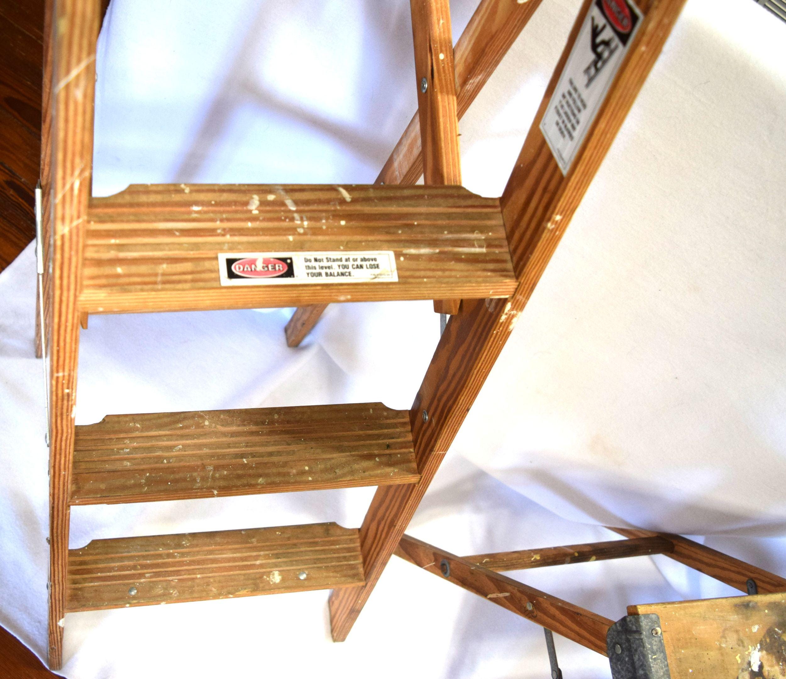 Vintage Wood Step Ladder 6 Step, 4 Step, or 3 Step Folding Wooden ...