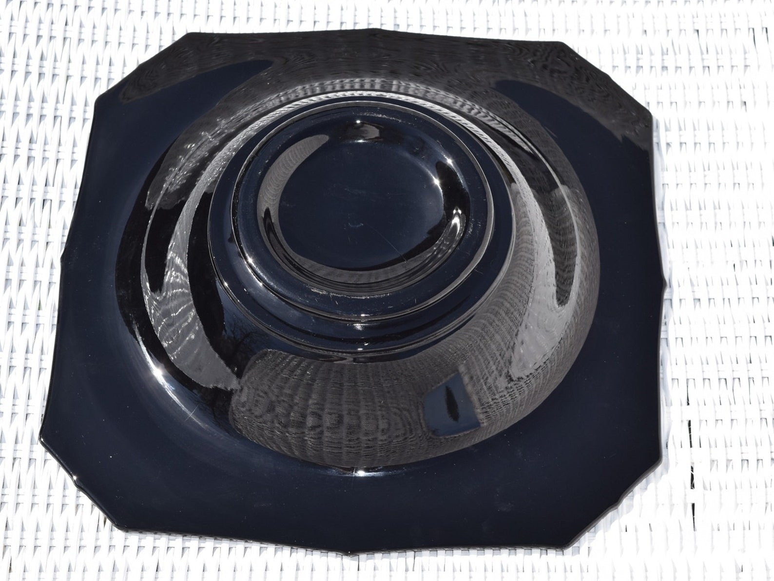 Rare Fostoria Black Glass Bowl Ebony Onyx Etched Bowl with Etsy