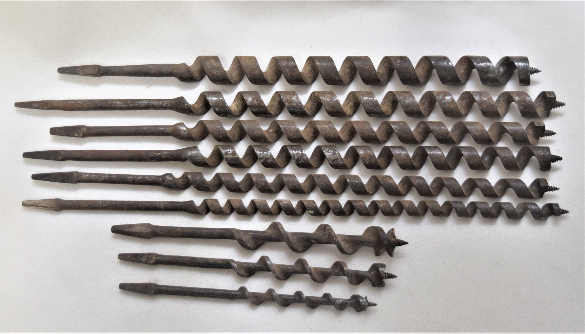 Early Auger Drill Bits Large Wood Auger Bits Industrial Tool Etsy