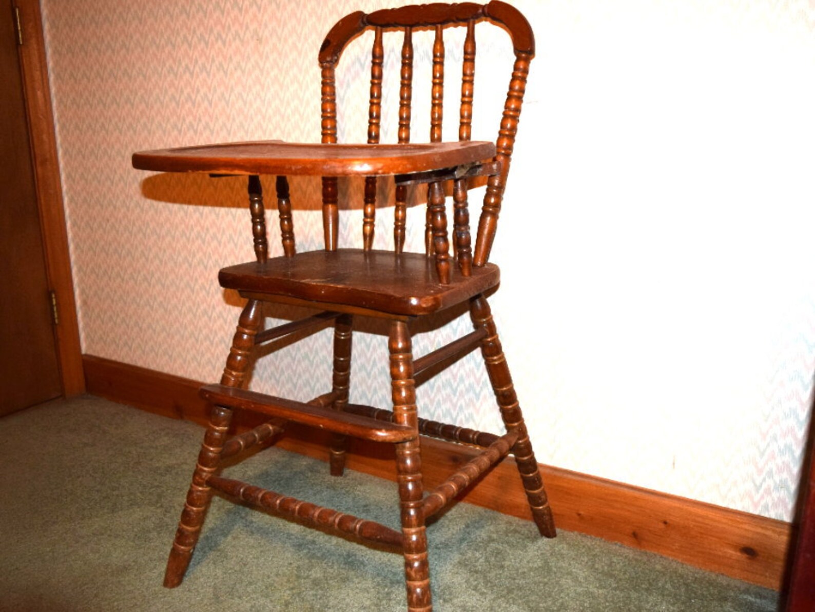 Vintage Jenny Lind High Chair with Removable Adjustable Tray Etsy