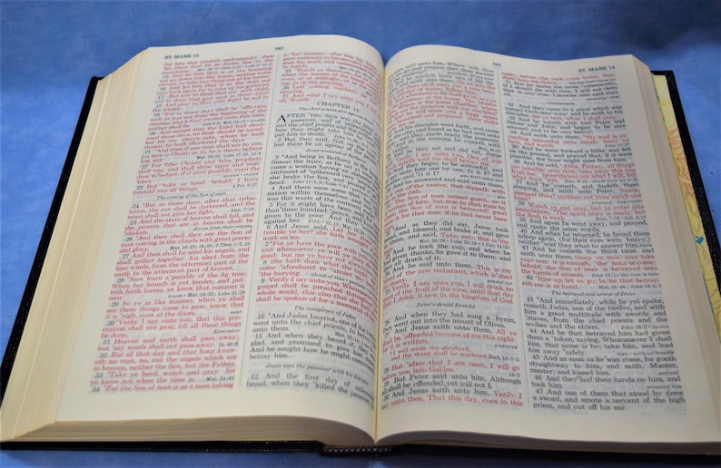 Vintage Holy Bible KJV King James Red Letter Edition the Open - Etsy
