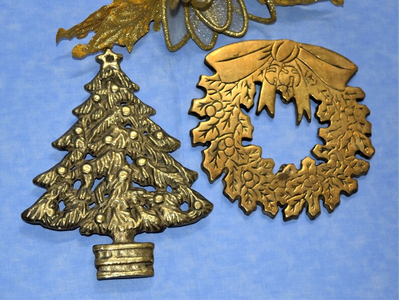 Vintage Brass Trivets Christmas Tree or Wreath Holiday Etsy