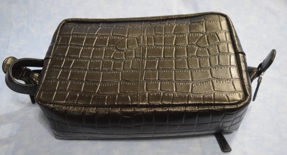 Vintage Black Leather Shaving Bag Toiletry Travel… - image 7