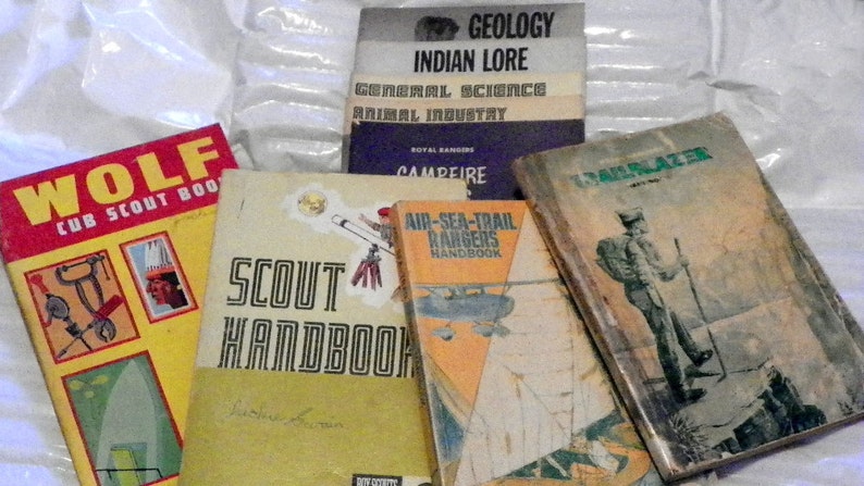 Vintage Bundle of Boy Scout Books 10 Handbooks Merit Badge Books Royal Rangers BSA