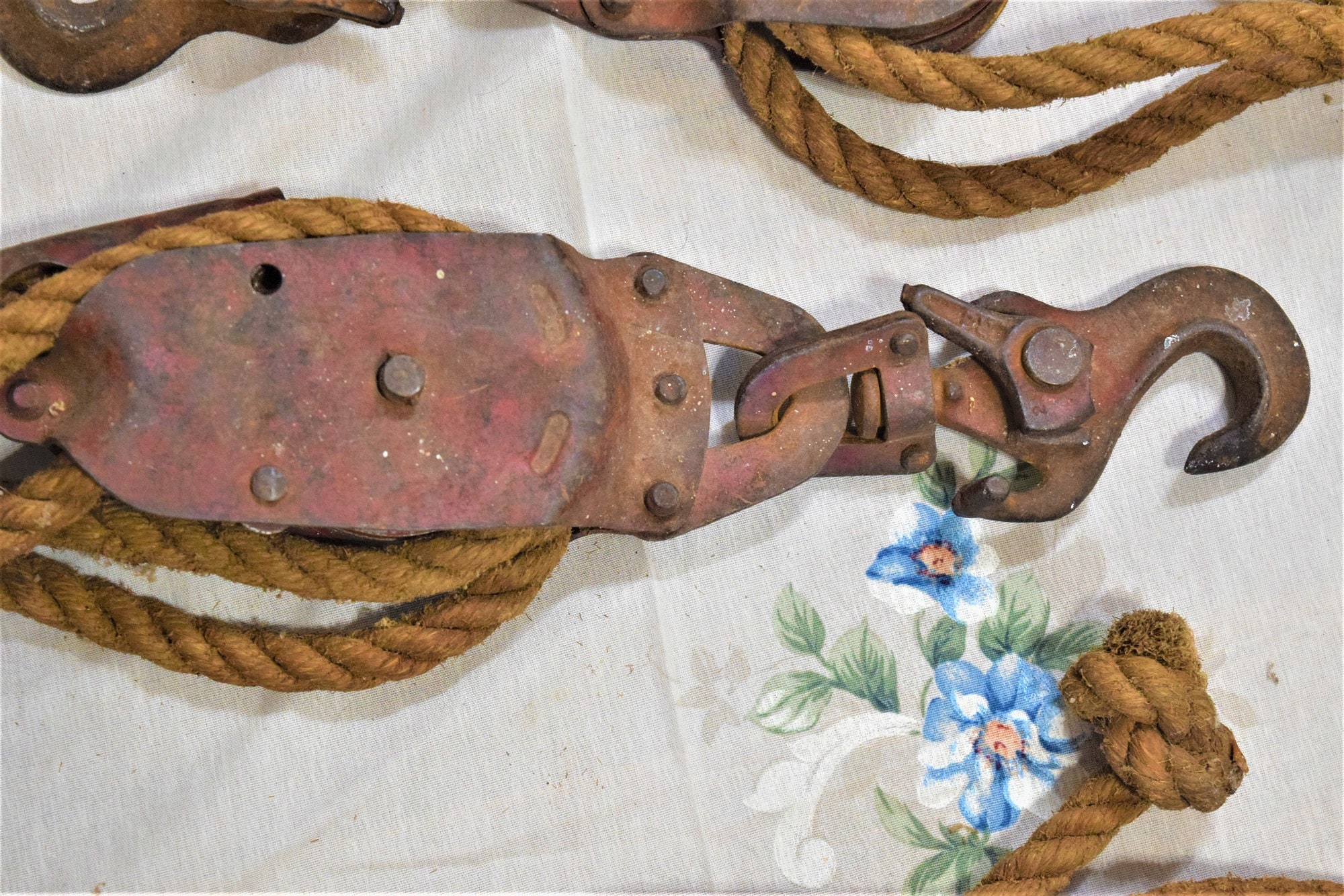 Vintage Double Wheel Pulley Block and Tackle Ratchet Locking Etsy