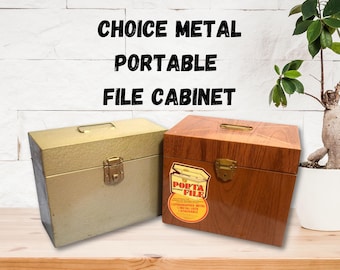 Vintage Metal File Cabinet Box With Locking Key Portable Office
