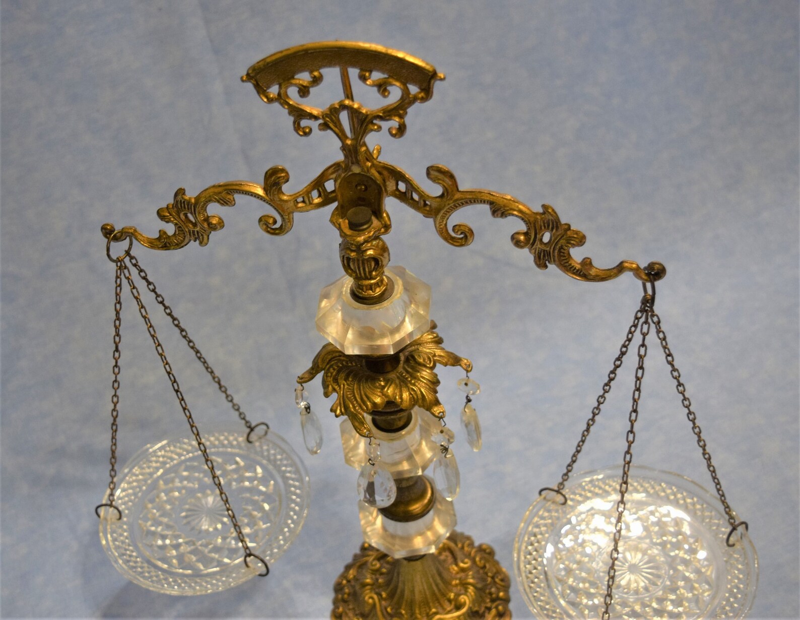 Vintage Scales of Justice Brass With Dangling Lead Crystals Etsy