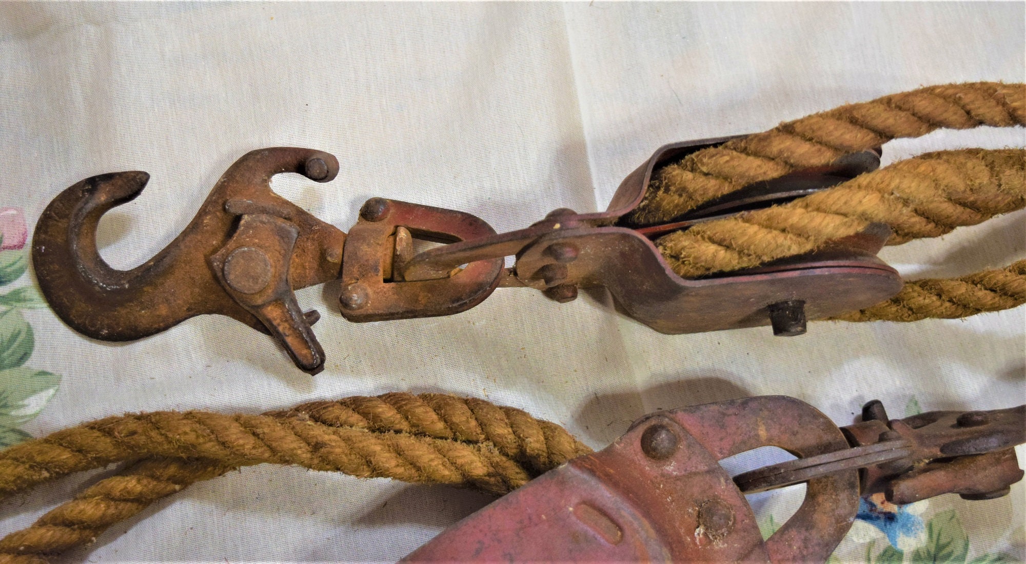 Vintage Double Wheel Pulley Block and Tackle Ratchet Locking Etsy