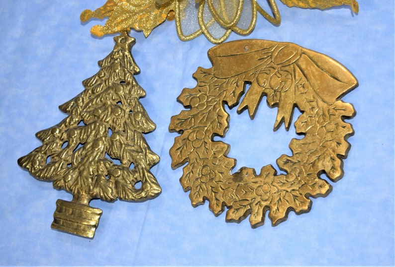 Vintage Brass Trivets Christmas Tree or Wreath Holiday Etsy