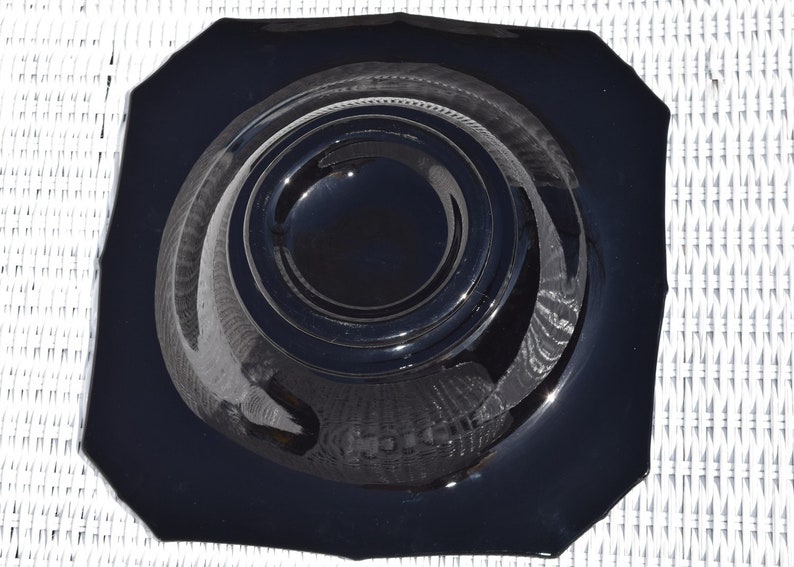 Rare Fostoria Black Glass Bowl Ebony Onyx Etched Bowl with Etsy