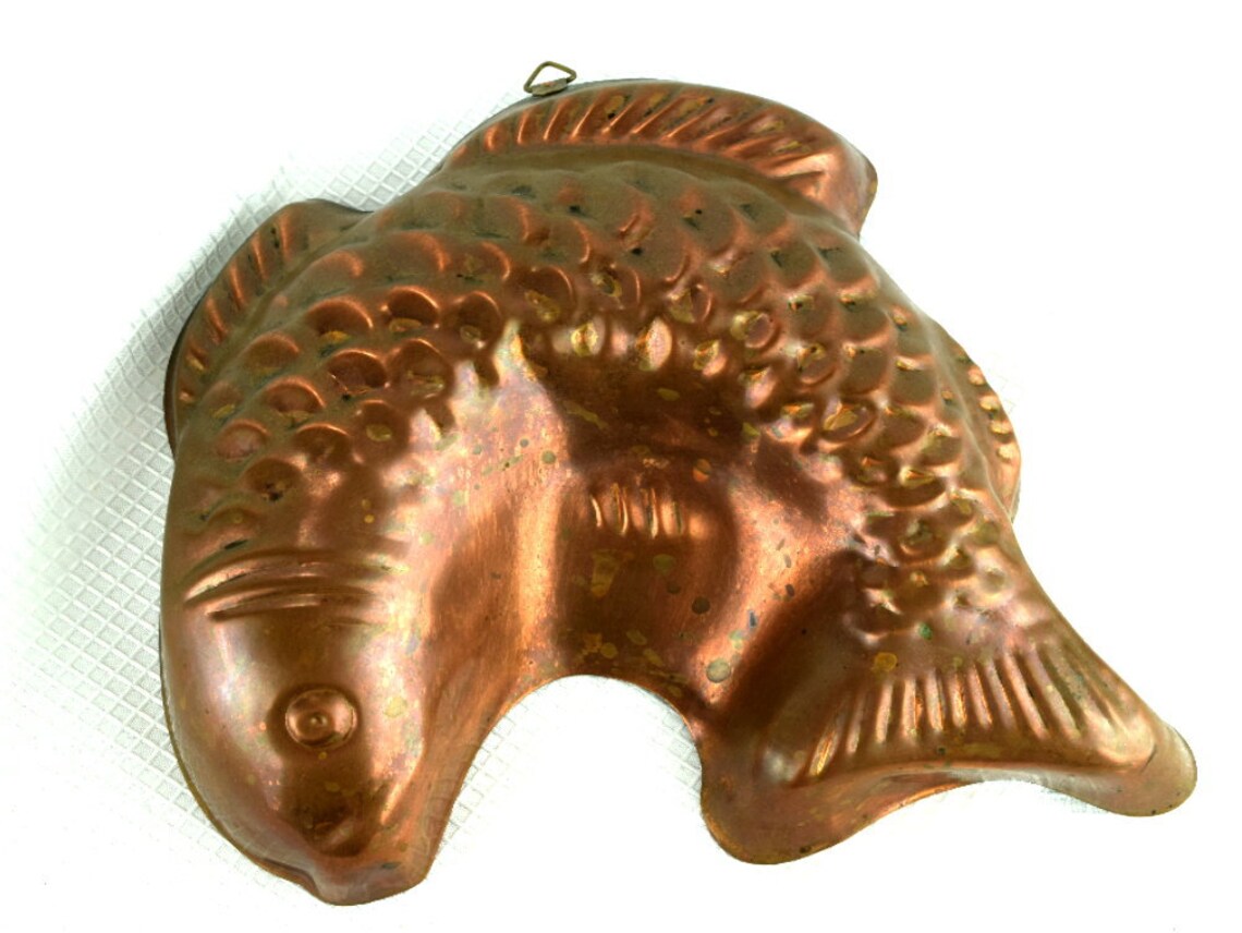 Mid Century Solid Copper Fish Jello Mold Nautical Sea Bass Etsy