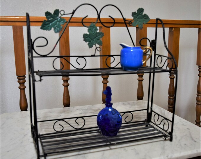Vintage Metal Wall Shelf Scroll Leaf Design Knick Knack Small Etsy