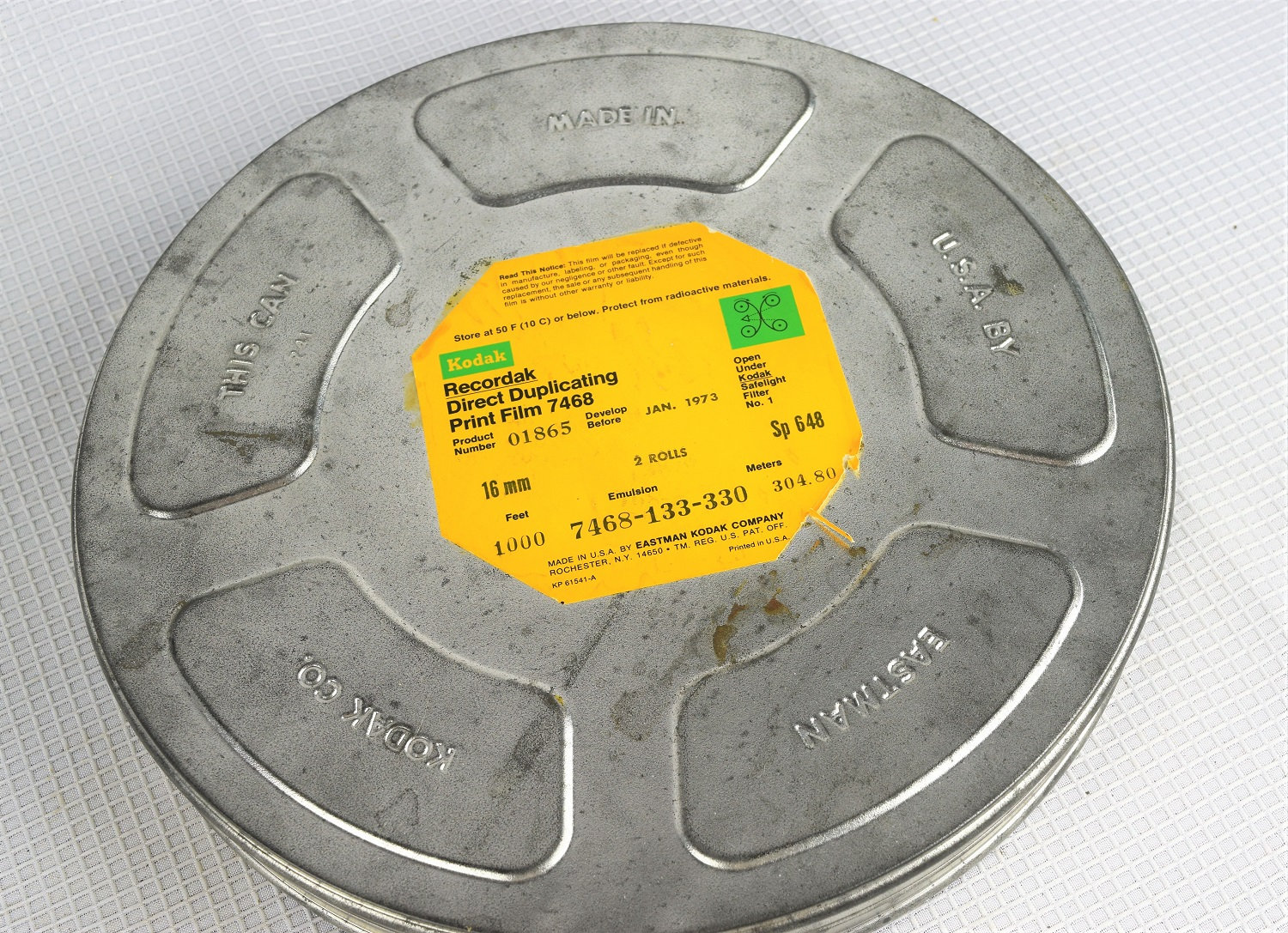Vintage Eastman Kodak Movie Reel Film Tin Canister 11 Inch Diameter 16 MM Film  Tin 