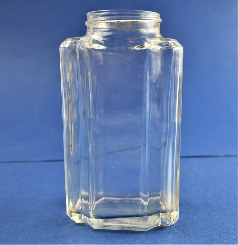 7 Vintage Clear Glass Bottles With Embossed Line Designs Mid Etsy