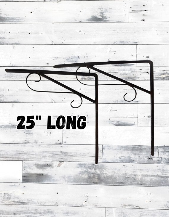 Midwest Craft House Small Cast Iron Shelf Brackets - 5x4 Inch Corbels - Distressed White (Set Of 2) - Farmhouse Style