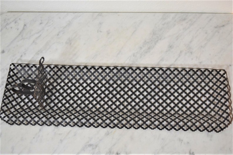Vintage Black Metal Shelf Tall Expanded Metal Wall Sconce Shelf Vase Display Art Deco Home Decor