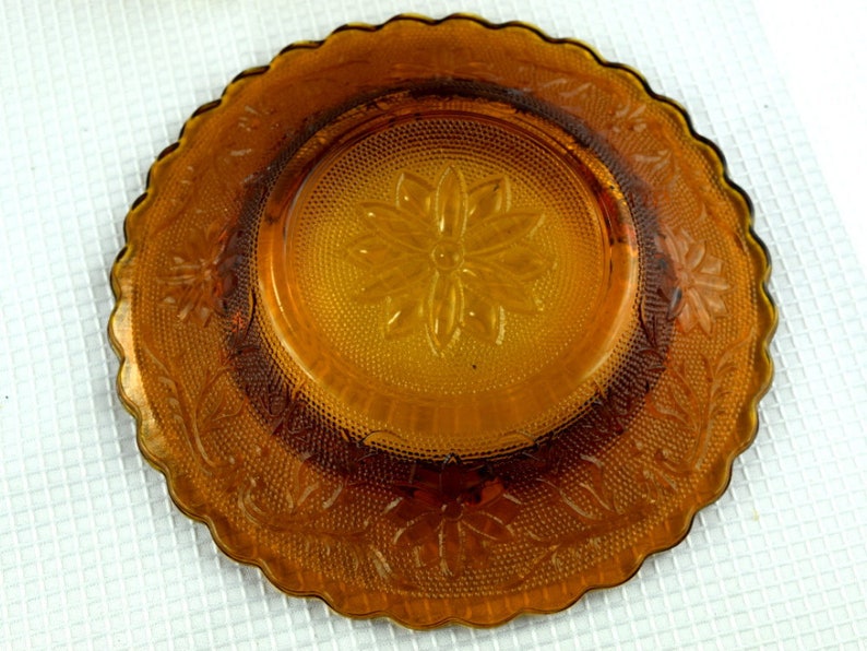 Vintage Amber Pressed Glass Ashtray Indiana Glass Tiara Etsy