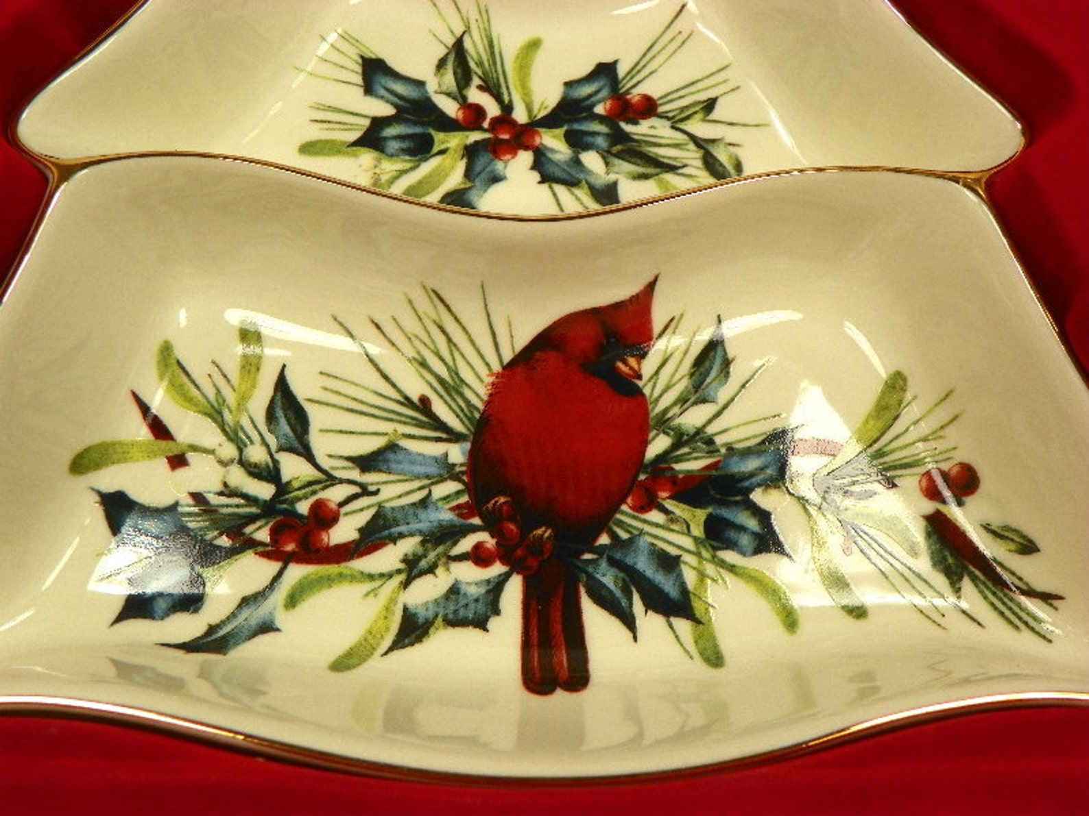 Lenox Tree Divided Dish with Winter Cardinal Bird Serving Etsy