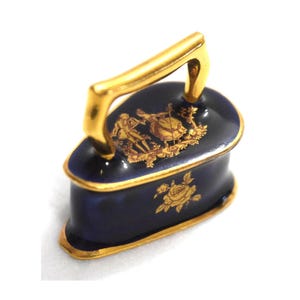 Vintage Limoges Miniatures Cobalt Blue France Courting Couple Choice of 4 Cannon Barrel Sad Iron Chamber Pot Shadow Box Mini