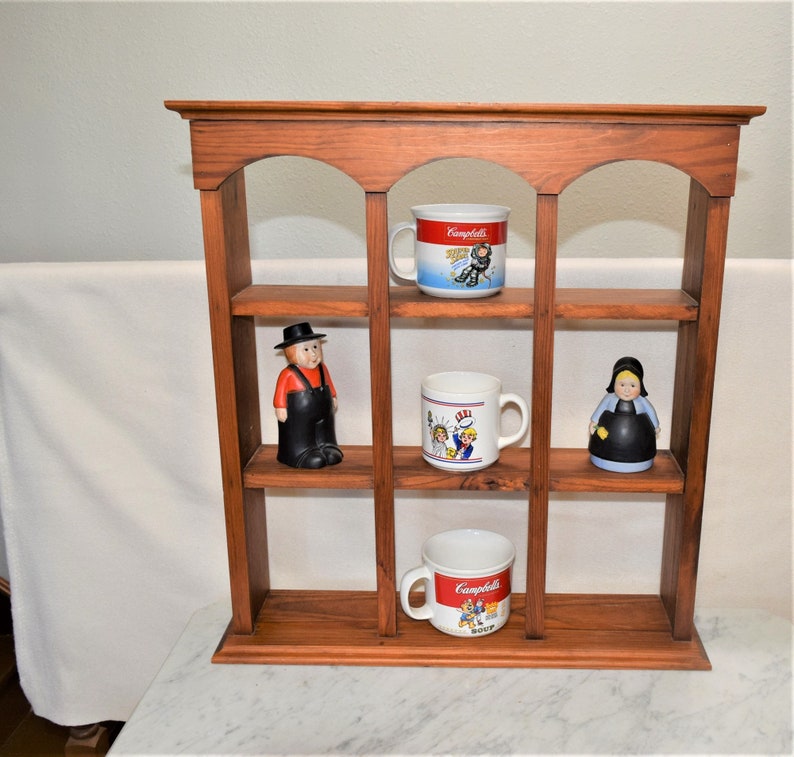 Vintage Wood Display Shelving 3 Tier Shelves Arch Design Display Rack