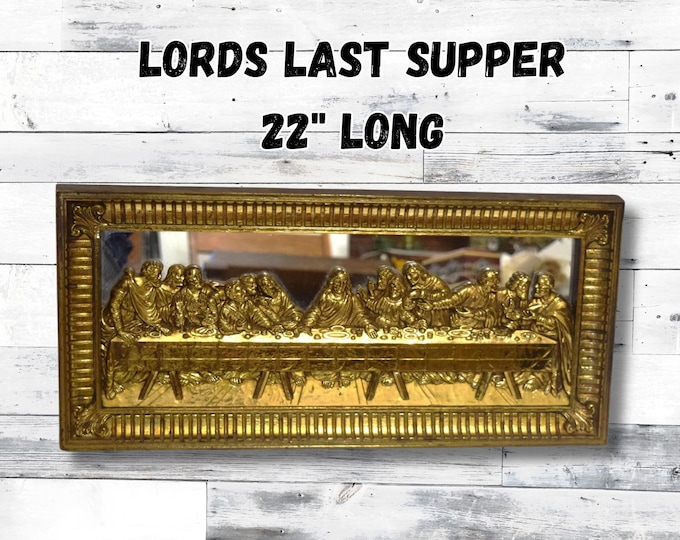 Vintage Gold Last Supper Mirrored Wall Hanging Beautifully Detailed 22 ...