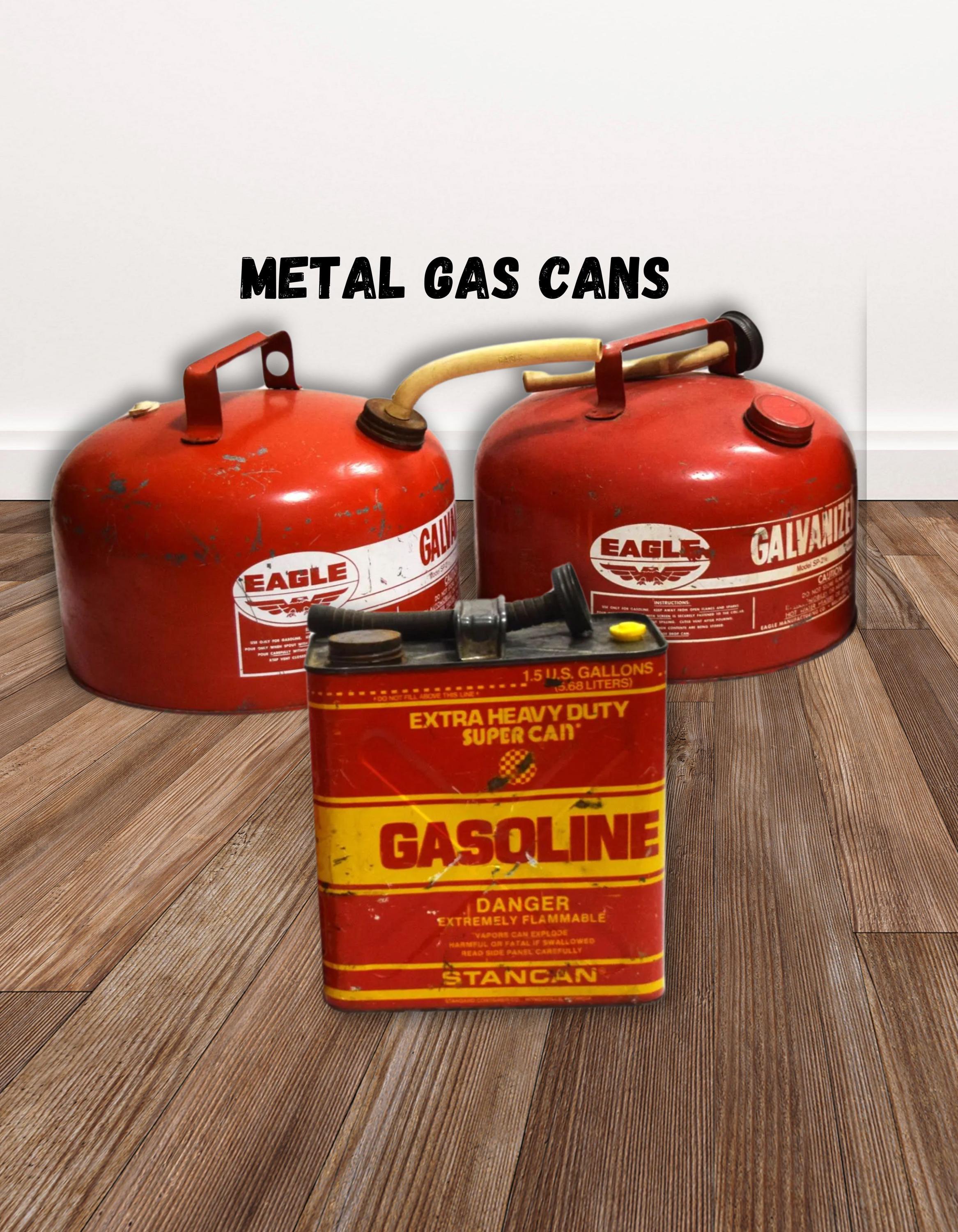 Vintage Red Gas Cans Metal Eagle 2 1/2 Gallon or 1 1/2 Gallon Extra ...