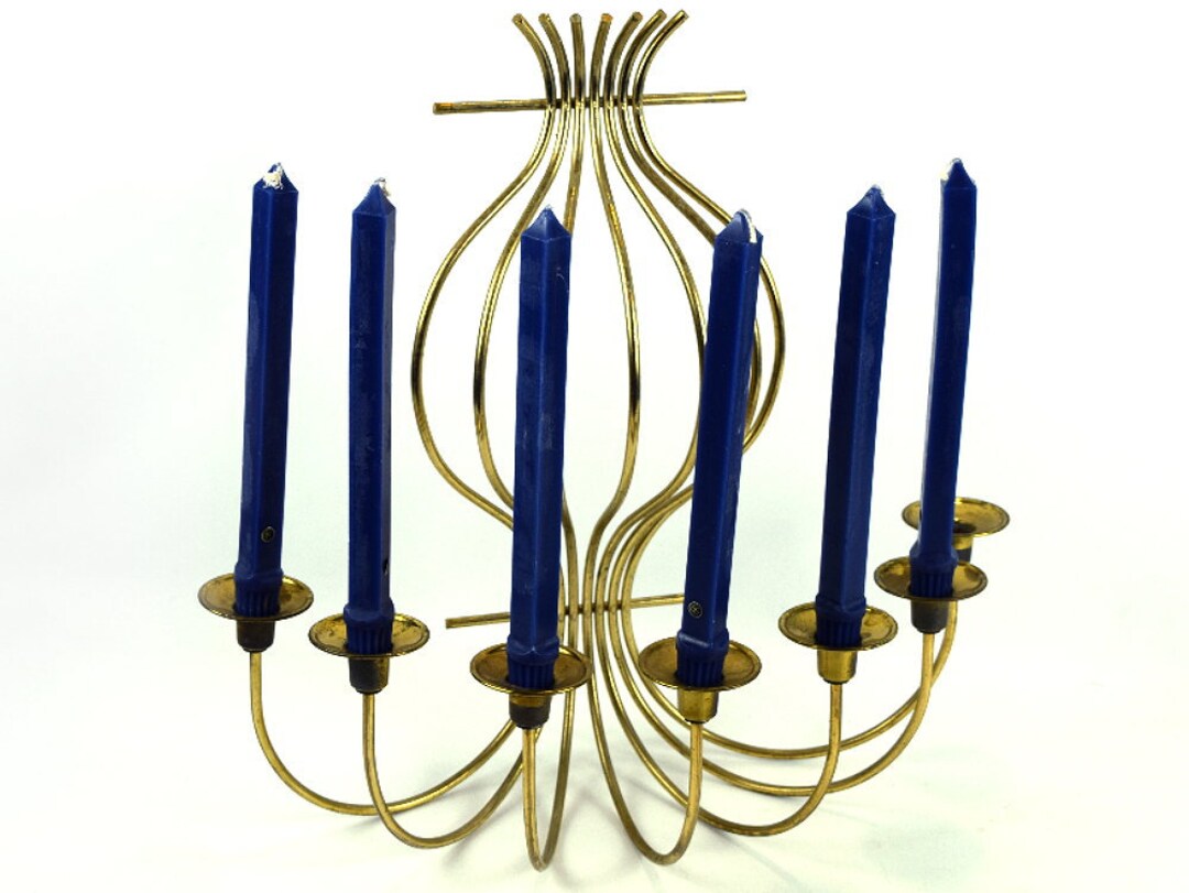 Large Brass Wall Candelabra Candlestick Holder Vintage 7 Candle Holder