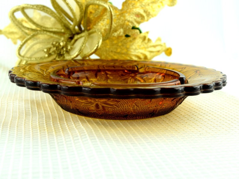 Vintage Amber Pressed Glass Ashtray Indiana Glass Tiara Etsy