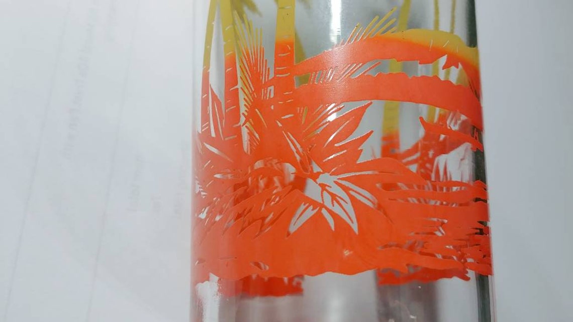 8 Vintage Palm Tree Drinking Glasses Colorful Glassware 16 Etsy