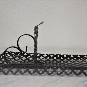 Vintage Black Metal Shelf Tall Expanded Metal Wall Sconce Shelf Vase Display Art Deco Home Decor