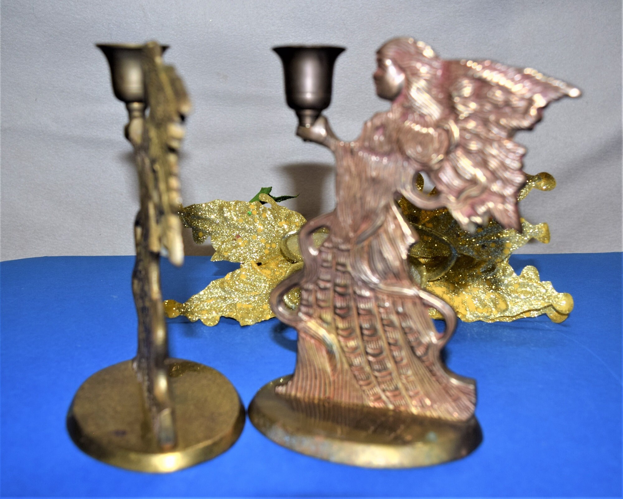 Vintage Brass Angel Candle Holders Christmas Holiday Decor Etsy