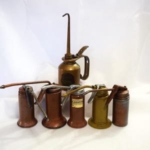 Vintage Oiler Oil Can Eagle Goldenrod Hand Pump Choice Metal Can Flexible or Stationary Spout