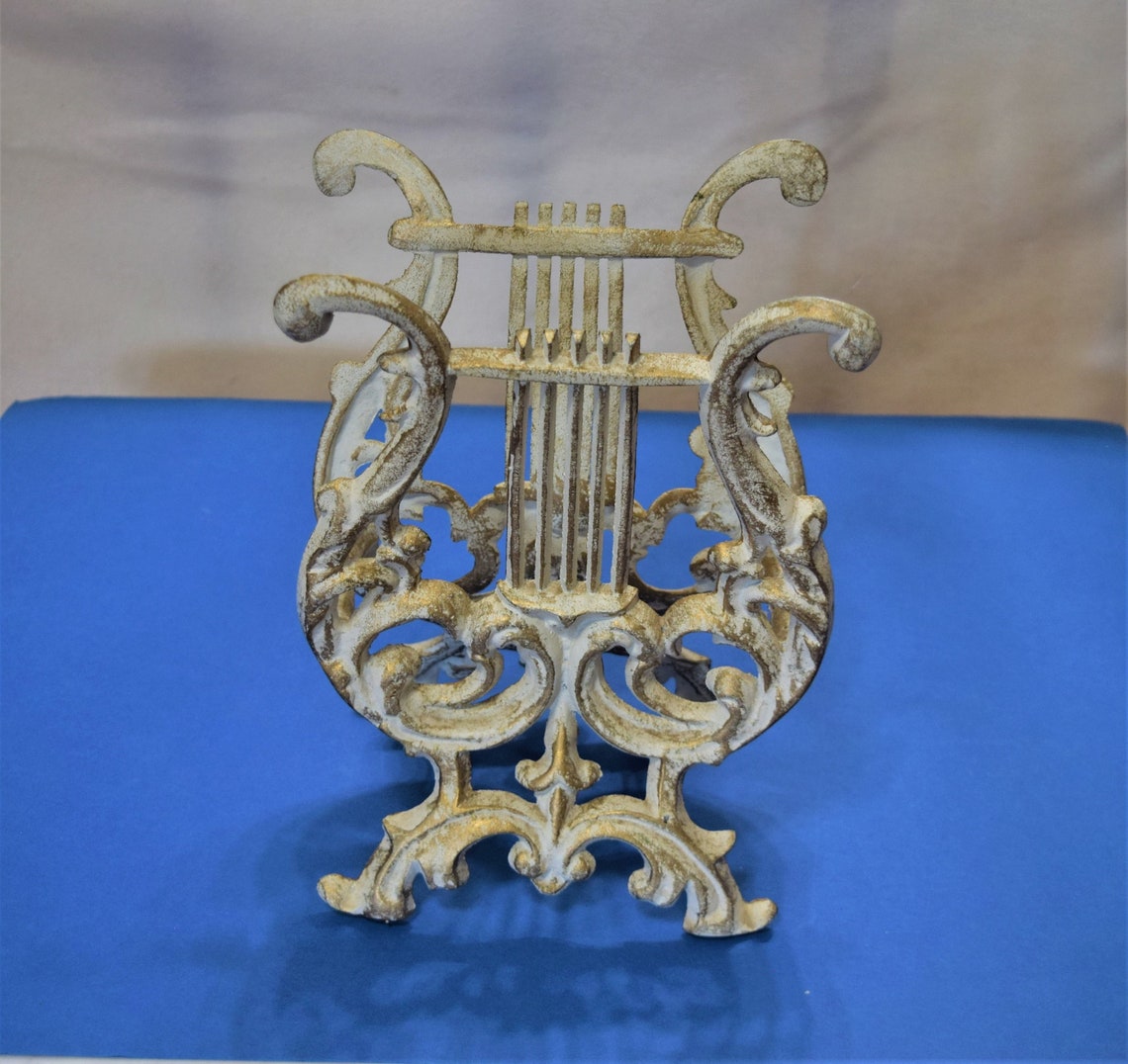 Vintage Cast Iron Sheet Music Stand or Magazine and Book Rack Etsy