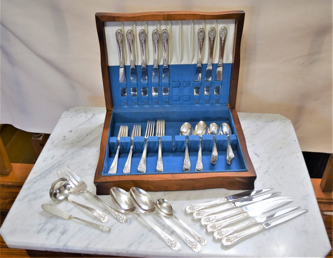 Wm Rogers 1953 Jubilee Silverware Flatware Set With Storage Etsy