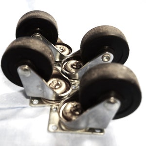 Set of 4 Vintage Casters Hard Rubber Wheels Matching Set Heavy Duty Black Swivel Wheels Furniture Restoration Repair Junk Art Choice Set
