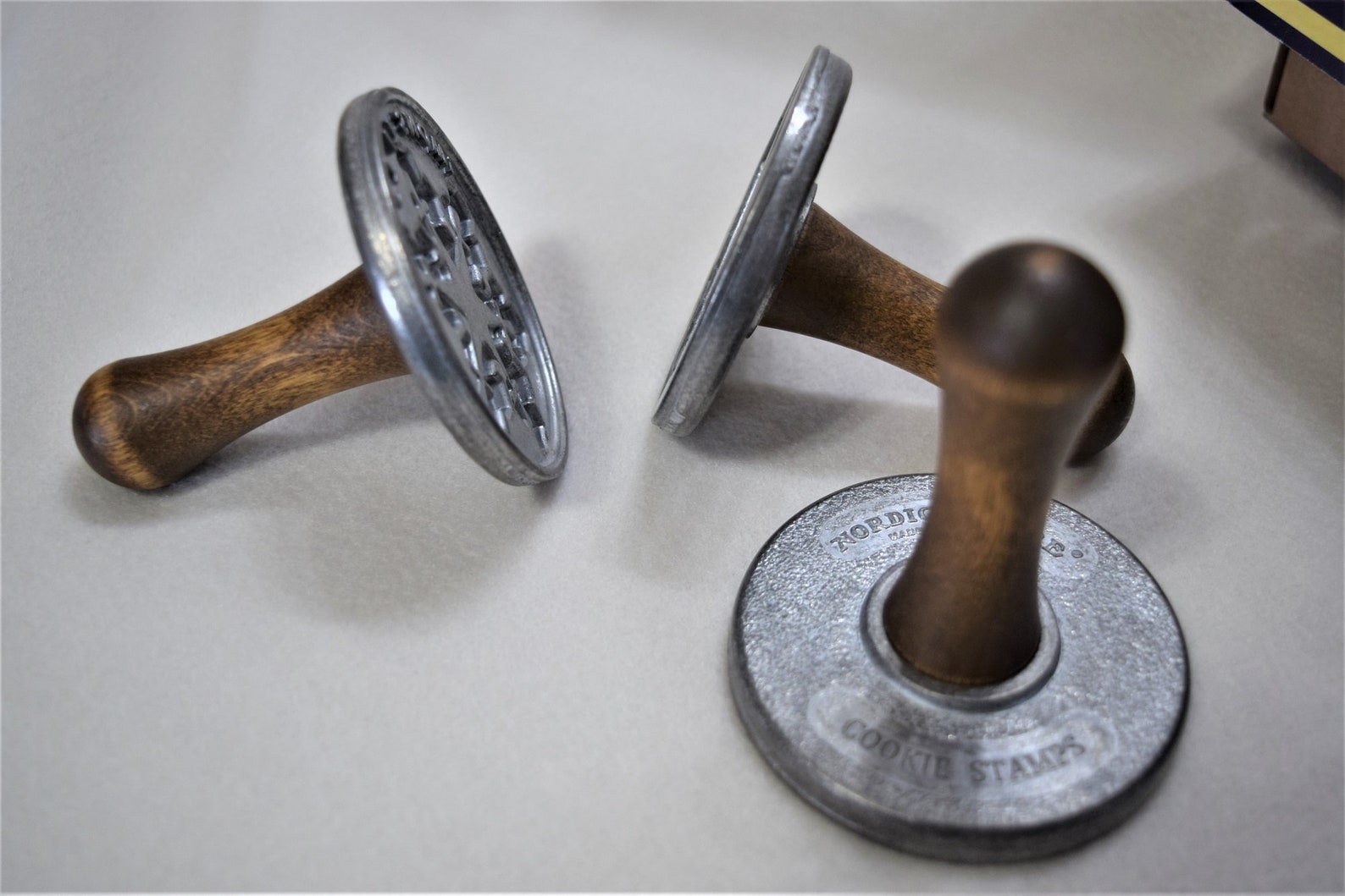 3 Metal Cookie Presses with Wooden Handles in Original Box Etsy