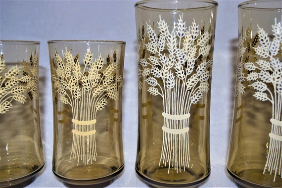 Amber Drinking Glasses, Retro Drinking Glasses