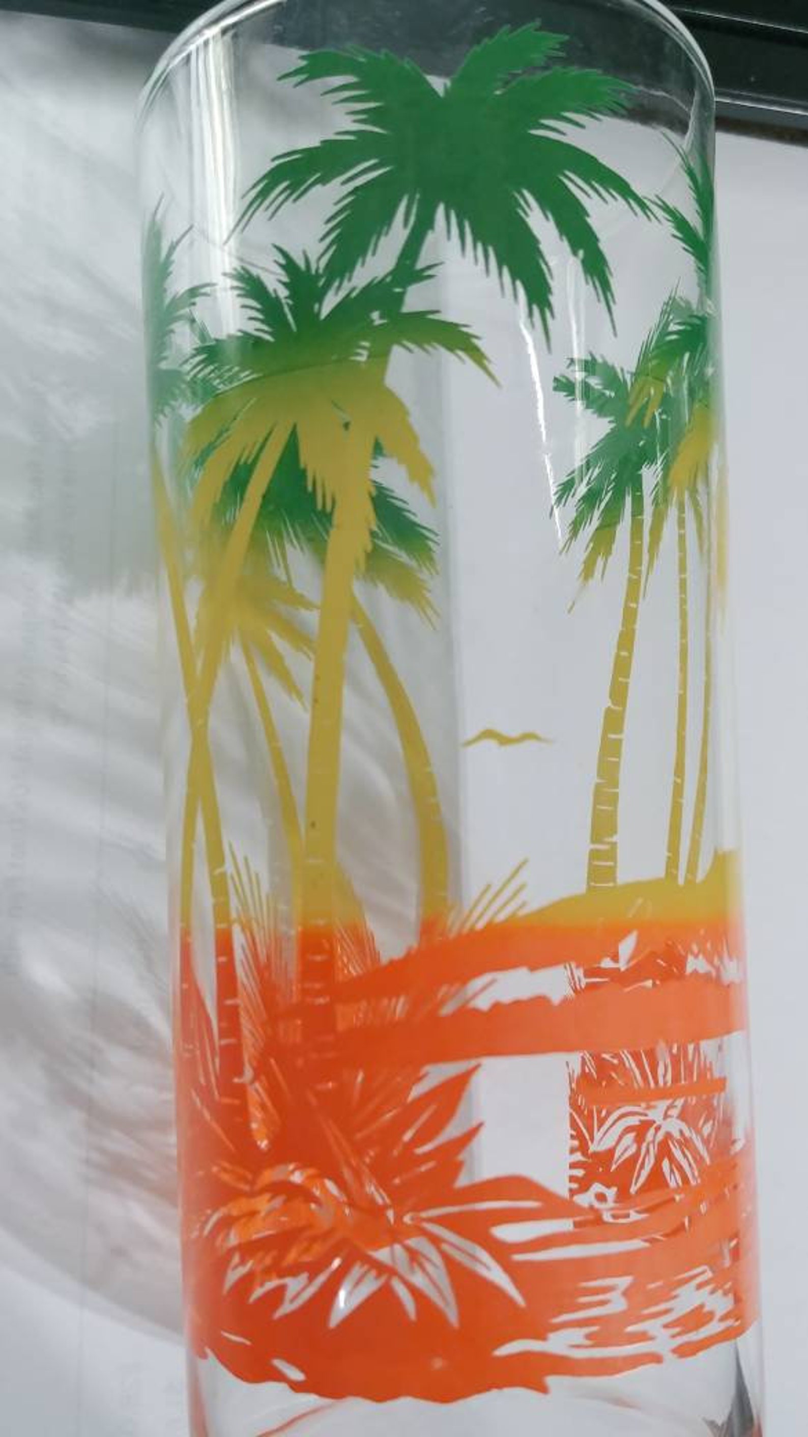 8 Vintage Palm Tree Drinking Glasses Colorful Glassware 16 Etsy