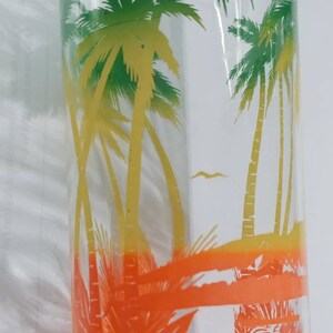 8 Vintage Palm Tree Drinking Glasses Colorful Glassware 16 - Etsy