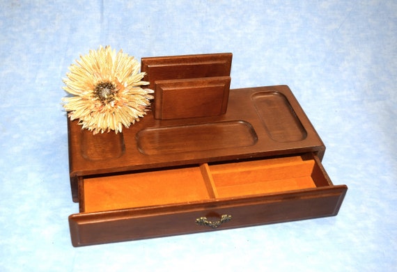 Vintage Mans Dresser Valet With Bottom Drawer With Divided Compartments  Wood Dresser Top Jewelry Box Caddy - Etsy
