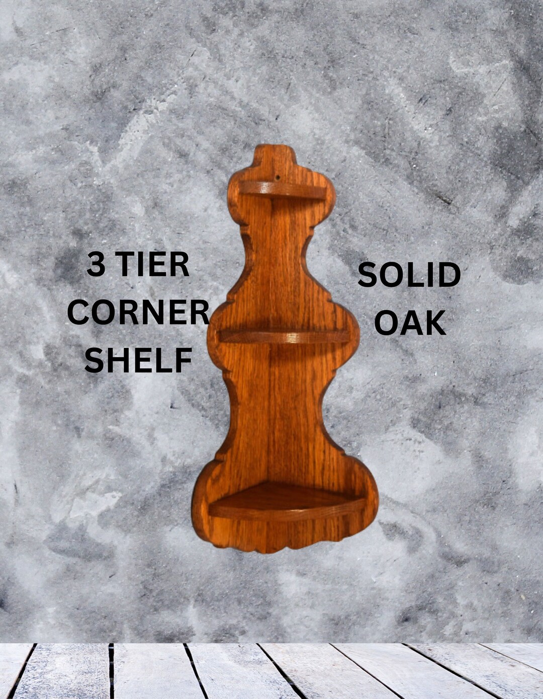 Vintage 3 Tier Corner Shelf Solid Oak What Not Shelf Wall Etsy