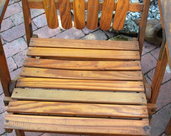 Pair of Vintage 40s Wooden Folding Chairs Watling Slatted Chairs