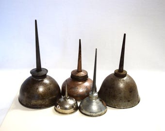 Old Oil Cans Oilers USA Thumb Pump Oilers Eagle Lubricant Can Vintage Garage Oil Cans