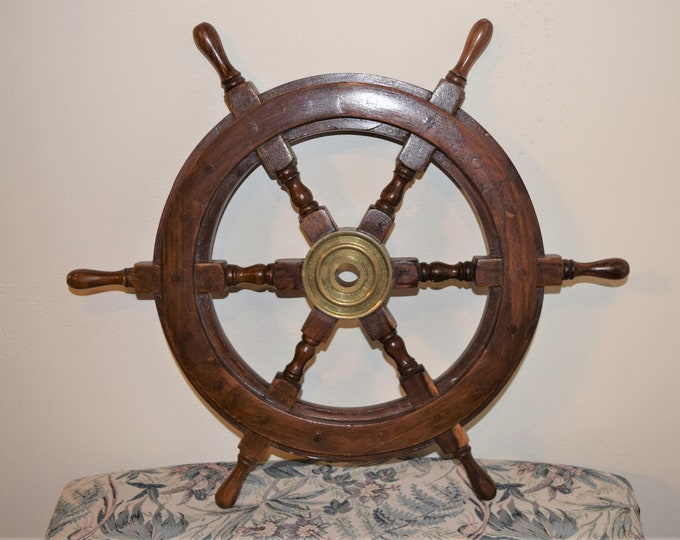 Vintage Ships Steering Wheel 20 Inch Wood With 3 Inch Brass Etsy